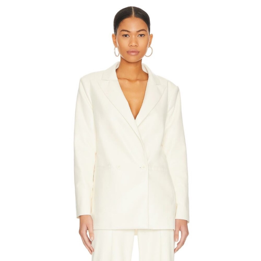 Alice and Olivia Ecru Leather White Jacket
